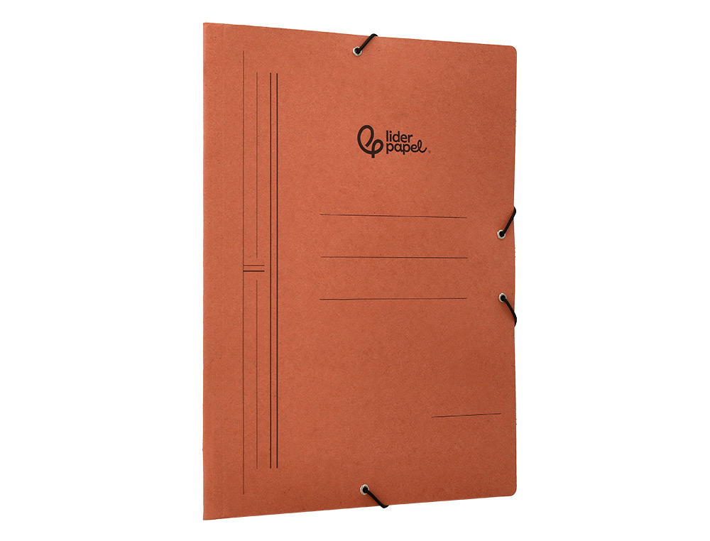 CARPETA LIDERPAPEL GOMAS TRES SOLAPAS CARTON COMPACTO FOLIO COLOR CUERO