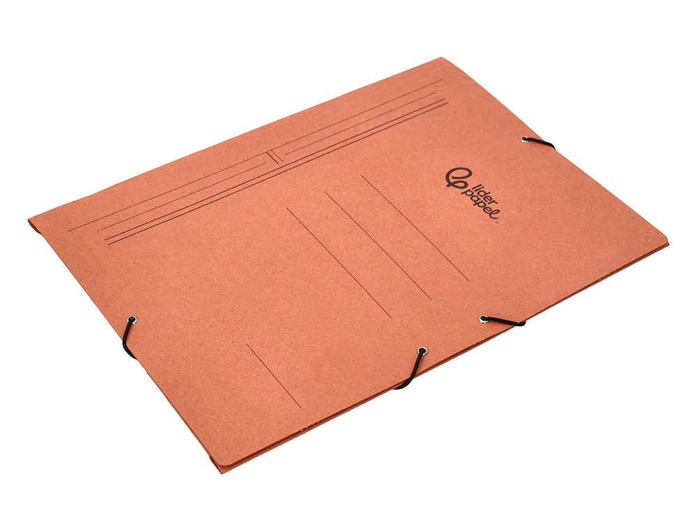 CARPETA LIDERPAPEL GOMAS TRES SOLAPAS CARTON COMPACTO FOLIO COLOR CUERO
