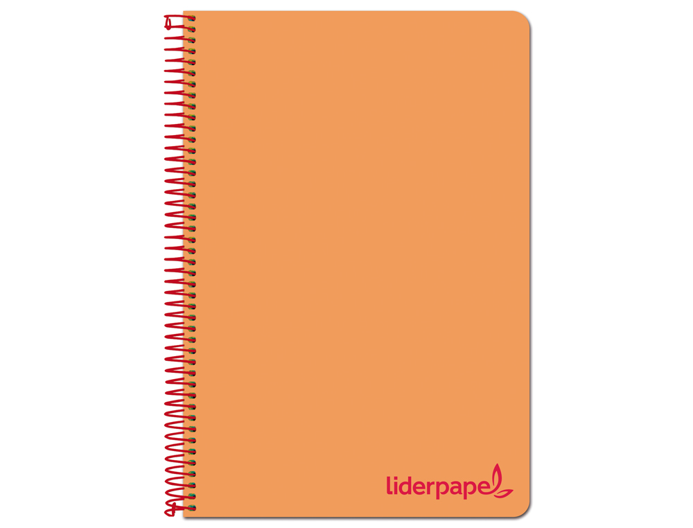 CUADERNO ESPIRAL LIDERPAPEL A4 WONDER TAPA PLASTICO 80H 90GR CUADRO 4MM CON MARGEN COLOR NARANJA