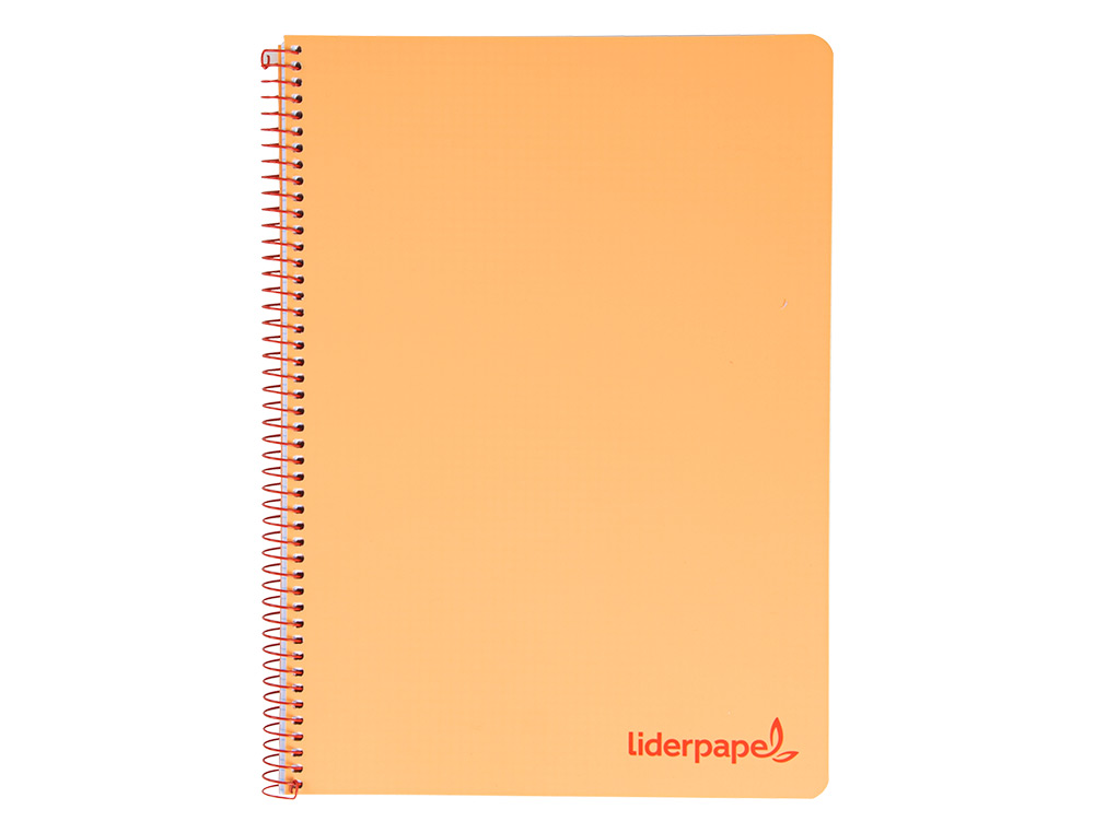 CUADERNO ESPIRAL LIDERPAPEL A4 WONDER TAPA PLASTICO 80H 90GR CUADRO 4MM CON MARGEN COLOR NARANJA