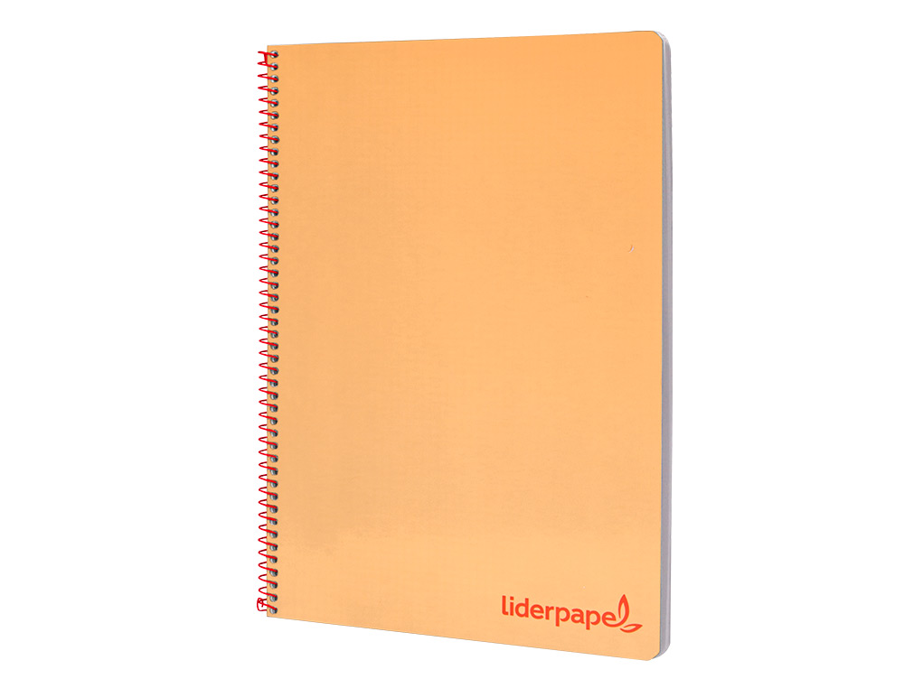 CUADERNO ESPIRAL LIDERPAPEL A4 WONDER TAPA PLASTICO 80H 90GR CUADRO 4MM CON MARGEN COLOR NARANJA