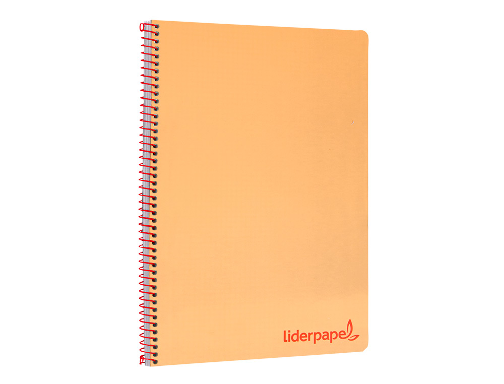CUADERNO ESPIRAL LIDERPAPEL A4 WONDER TAPA PLASTICO 80H 90GR CUADRO 4MM CON MARGEN COLOR NARANJA