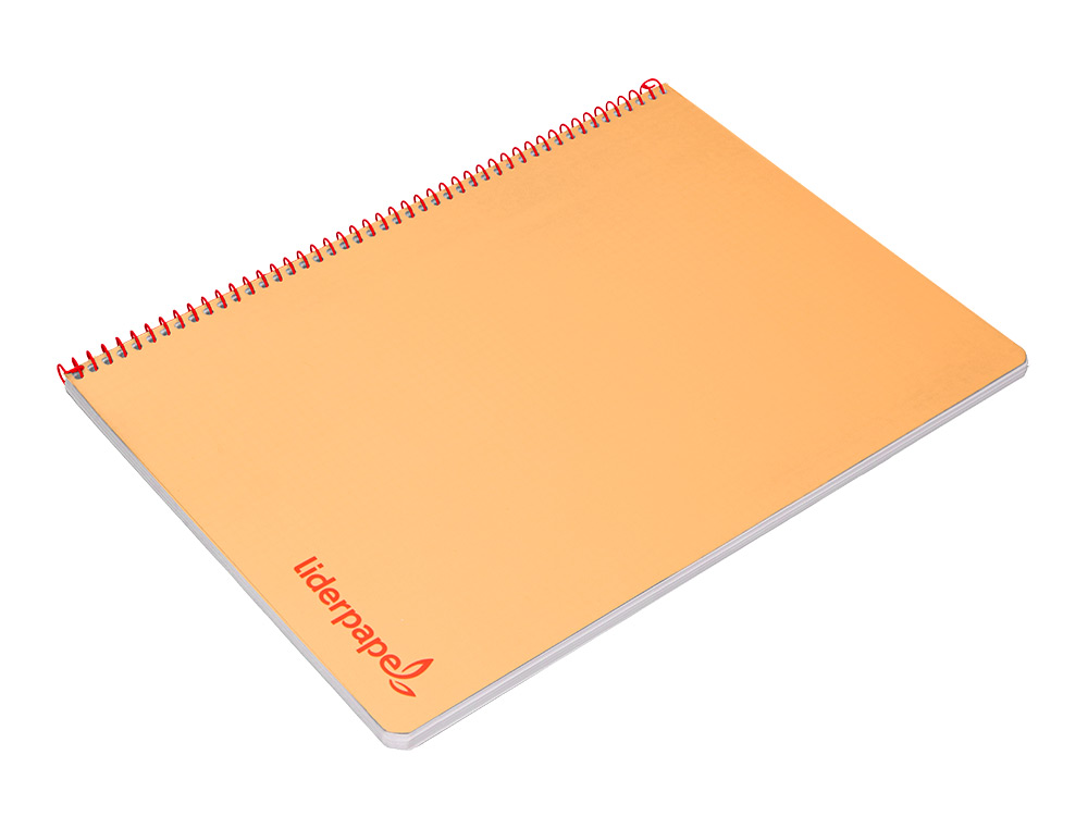CUADERNO ESPIRAL LIDERPAPEL A4 WONDER TAPA PLASTICO 80H 90GR CUADRO 4MM CON MARGEN COLOR NARANJA