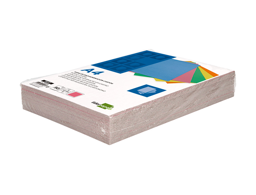 TAPA ENCUADERNACION LIDERPAPEL CARTON A4 0,9MM ROSA FLUOR PAQUETE DE 50 UNIDADES
