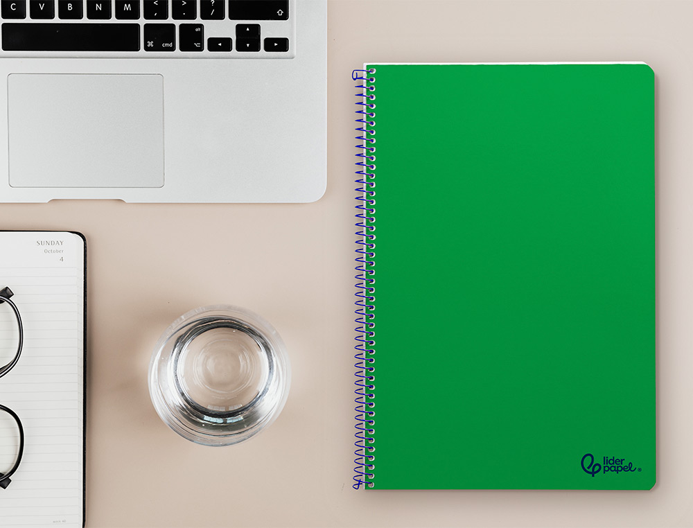 CUADERNO ESPIRAL LIDERPAPEL A4 SMART TAPA BLANDA 80H 75GR CUADRO 4MM CON MARGEN COLOR VERDE