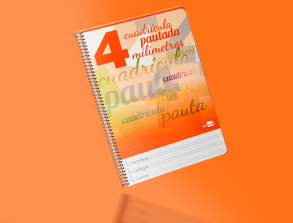 CUADERNO ESPIRAL LIDERPAPEL FOLIO PAUTAGUIA TAPA DURA 80H 75GR CUADRO PAUTADO 4MM CON MARGEN COLORES SURTIDOS