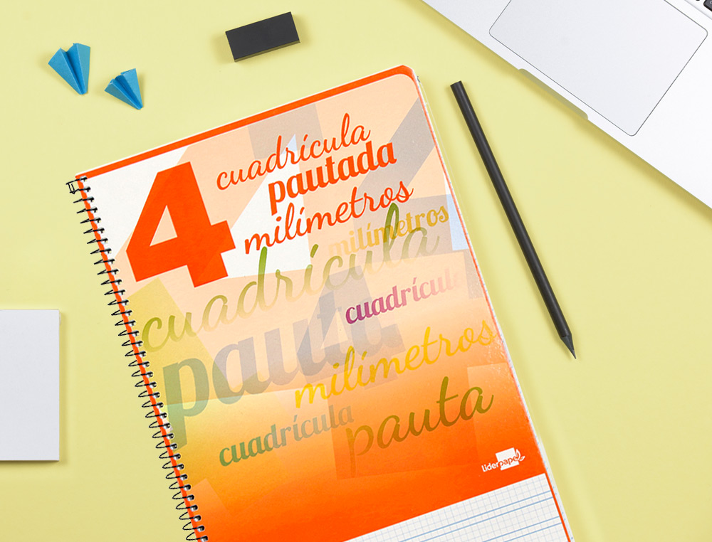 CUADERNO ESPIRAL LIDERPAPEL FOLIO PAUTAGUIA TAPA DURA 80H 75GR CUADRO PAUTADO 4MM CON MARGEN COLORES SURTIDOS