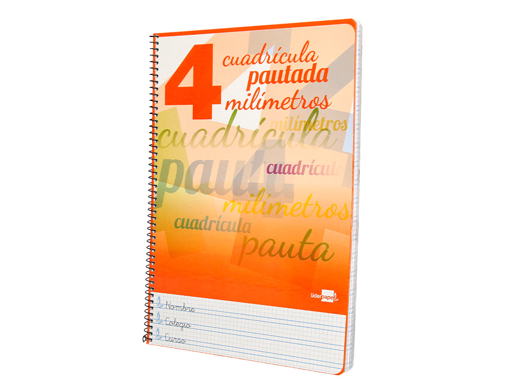 CUADERNO ESPIRAL LIDERPAPEL FOLIO PAUTAGUIA TAPA DURA 80H 75GR CUADRO PAUTADO 4MM CON MARGEN COLORES SURTIDOS
