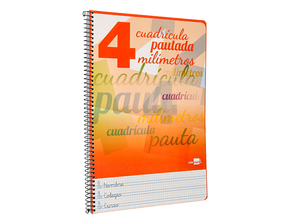 CUADERNO ESPIRAL LIDERPAPEL FOLIO PAUTAGUIA TAPA DURA 80H 75GR CUADRO PAUTADO 4MM CON MARGEN COLORES SURTIDOS