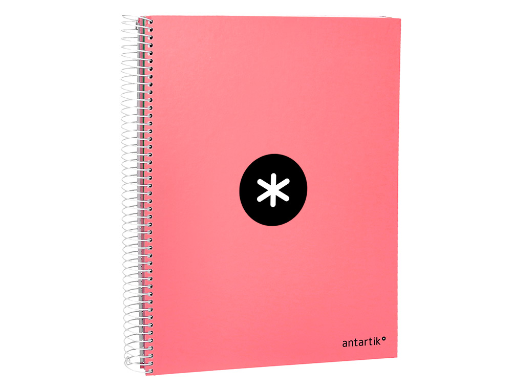 CUADERNO ESPIRAL A4 MICRO ANTARTIK TAPA FORRADA 120H 90 GR CUADRO 5MM 5 BANDAS 4 TALADROS COLOR CORAL