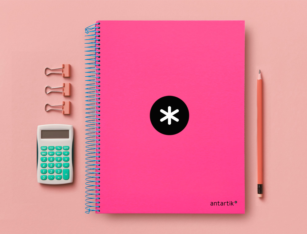 CUADERNO ESPIRAL A4 MICRO ANTARTIK TAPA FORRADA 120H 90 GR CUADRO 5MM 5 BANDAS 4 TALADROS COLOR ROSA