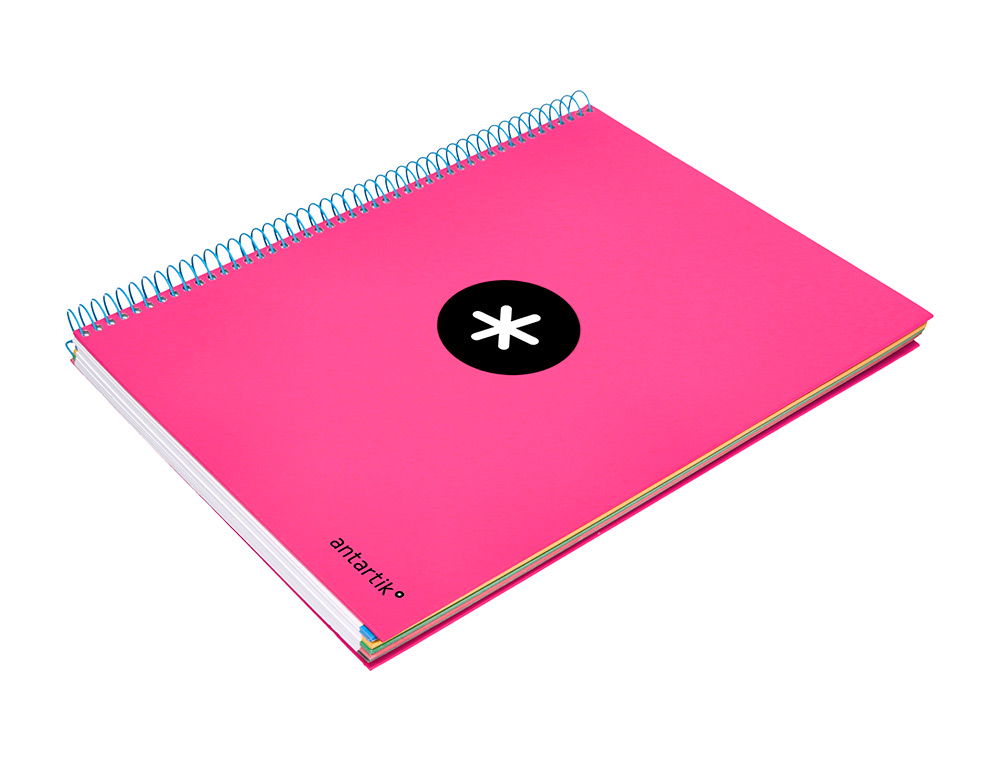CUADERNO ESPIRAL A4 MICRO ANTARTIK TAPA FORRADA 120H 90 GR CUADRO 5MM 5 BANDAS 4 TALADROS COLOR ROSA