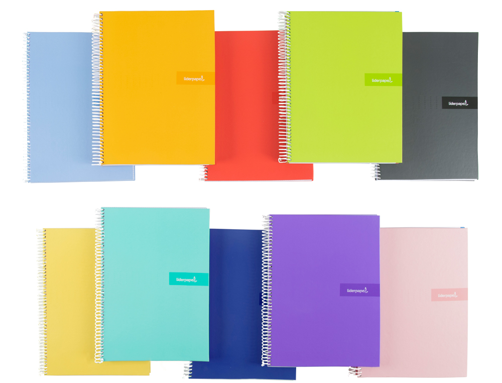 CUADERNO ESPIRAL LIDERPAPEL A5 CRAFTY TAPA FORRADA 80H 90 GR CUADRO 3MM CON MARGEN COLORES SURTIDOS