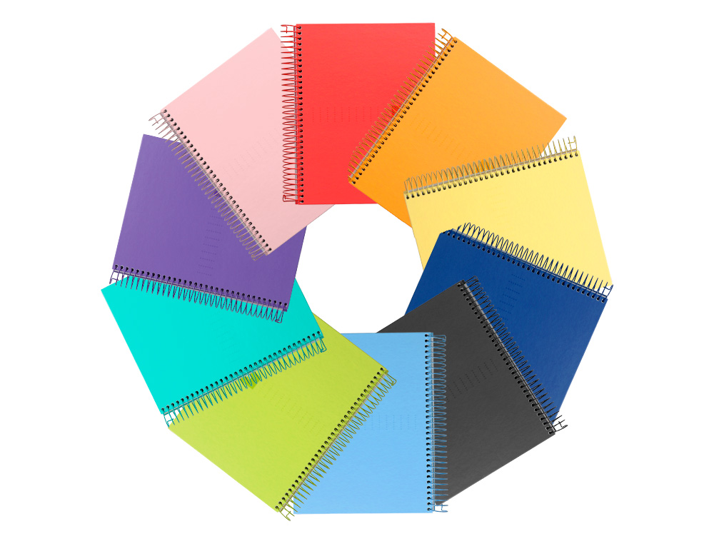 CUADERNO ESPIRAL LIDERPAPEL A5 CRAFTY TAPA FORRADA 80H 90 GR CUADRO 4MM CON MARGEN COLORES SURTIDOS
