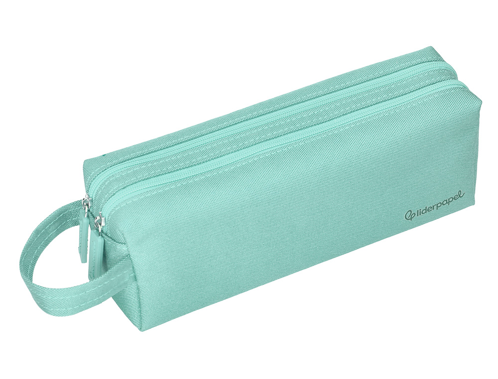 ESTUCHE PORTATODO LIDERPAPEL CLASSIC RECTANGULAR CON ASA 2 CREMALLERAS 210 X80MM VERDE MANZANA