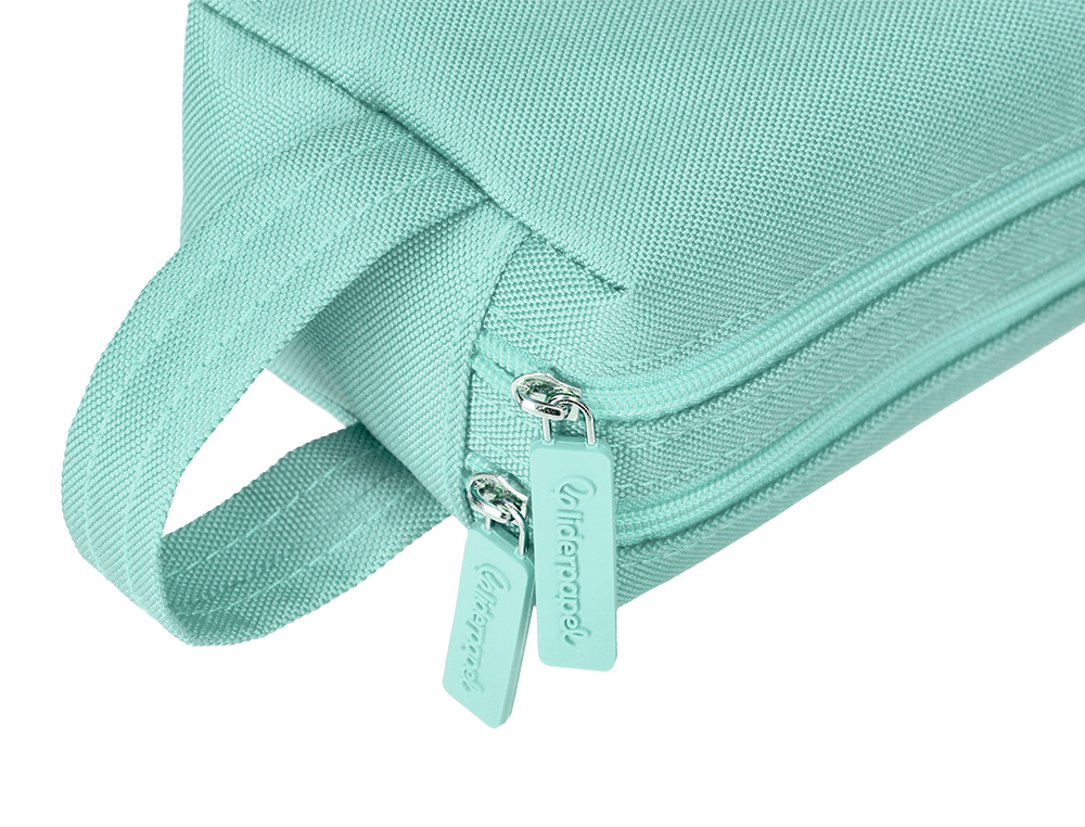 ESTUCHE PORTATODO LIDERPAPEL CLASSIC RECTANGULAR CON ASA 2 CREMALLERAS 210 X80MM VERDE MANZANA