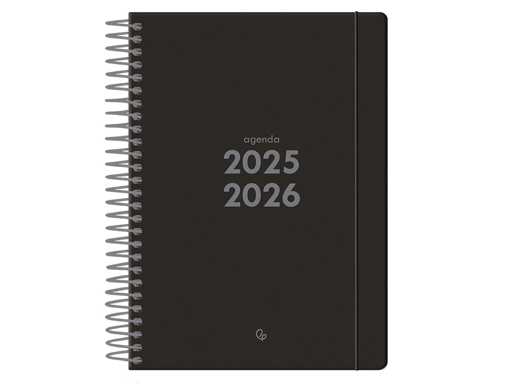 AGENDA ESCOLAR LIDERPAPEL 25-26 ESPIRAL BASIC NEGRO 2 DIAS PAGINA A5 BILINGE PAPEL FSC 70 GR