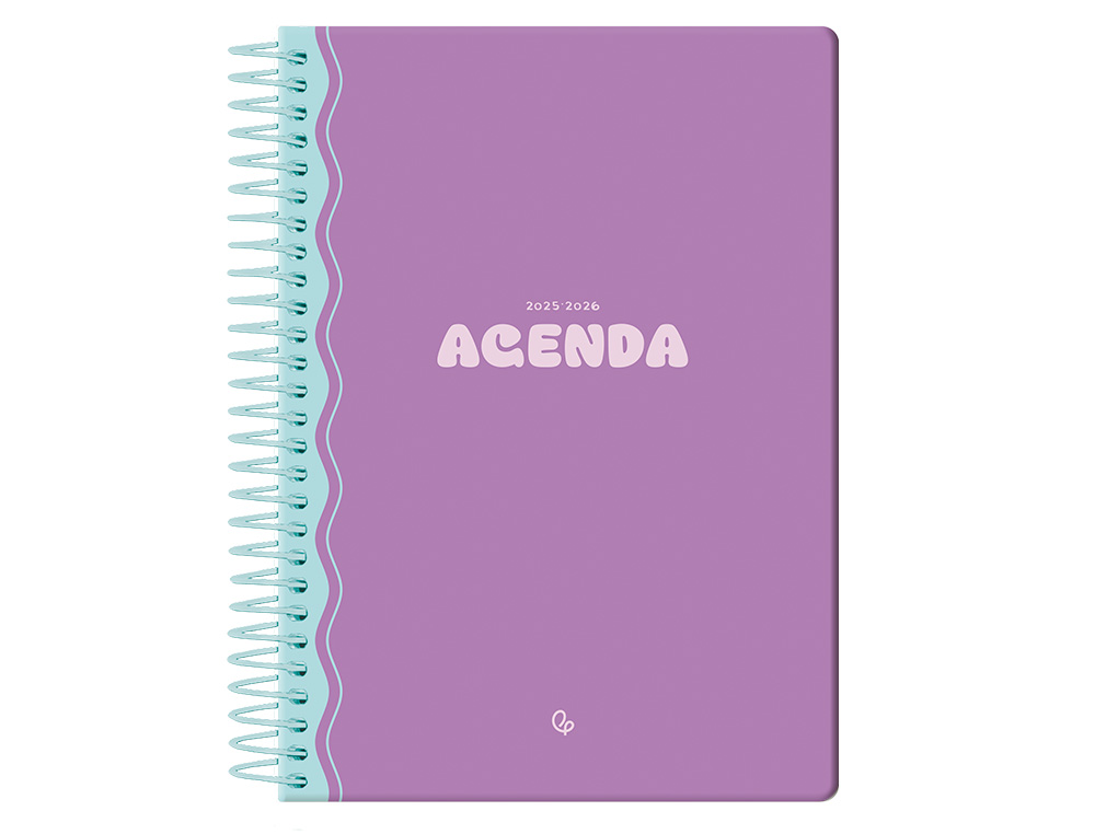 AGENDA ESCOLAR LIDERPAPEL 25-26 ESPIRAL CLASSIC MORADO DIA PAGINA A5 BILINGE PAPEL FSC 70 GR