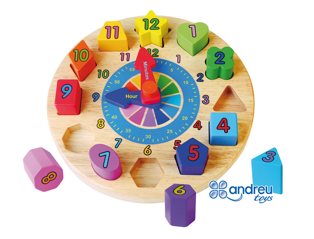 PUZLE ANDREUTOYS RELOJ MADERA FIGURAS GEOMETRICAS 22X4 CM