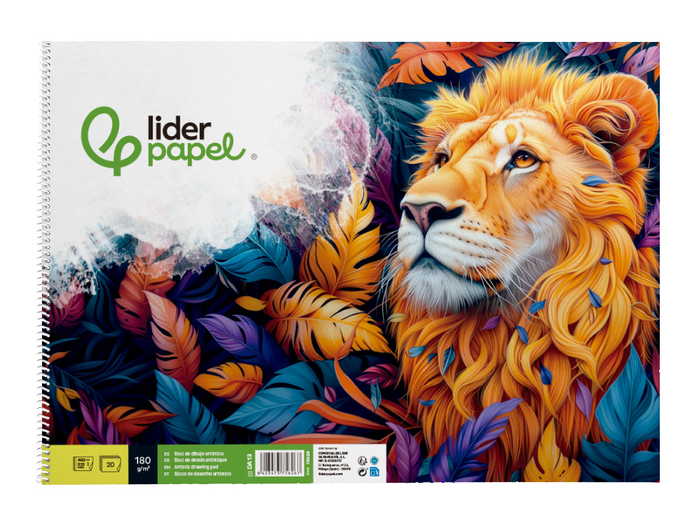 BLOC DIBUJO LIDERPAPEL ARTISTICO ESPIRAL 460X325MM 20 HOJAS 180GR/M2 SIN RECUADRO PERFORADO