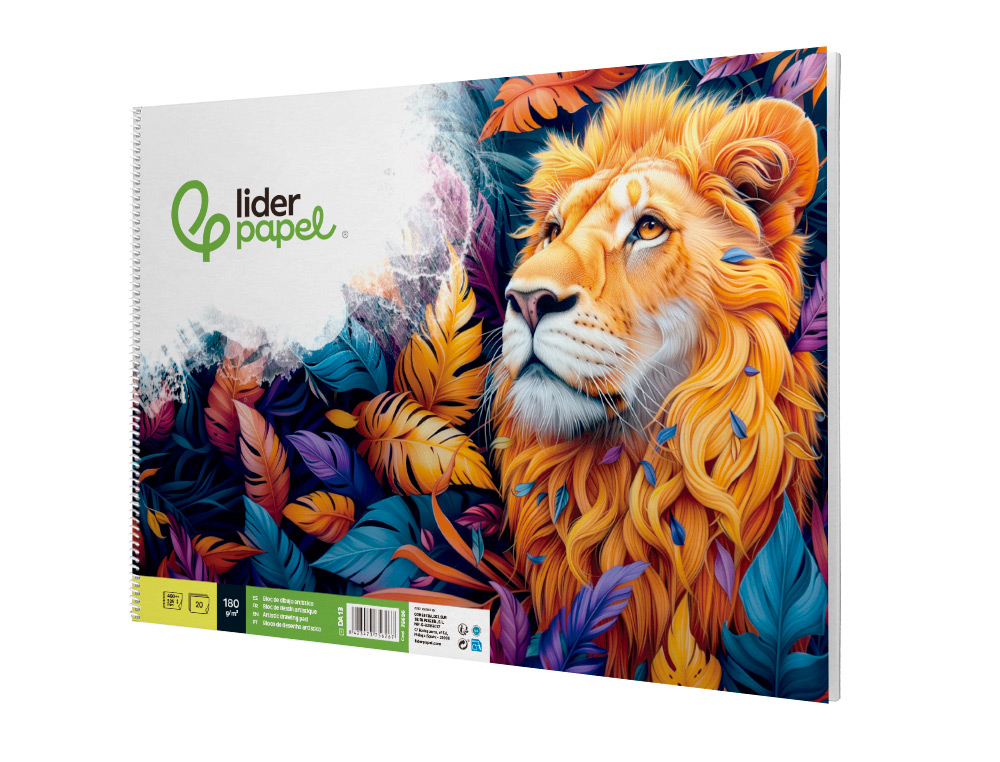 BLOC DIBUJO LIDERPAPEL ARTISTICO ESPIRAL 460X325MM 20 HOJAS 180GR/M2 SIN RECUADRO PERFORADO
