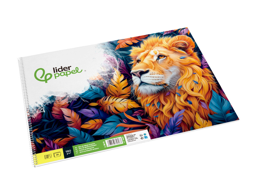 BLOC DIBUJO LIDERPAPEL ARTISTICO ESPIRAL 460X325MM 20 HOJAS 180GR/M2 SIN RECUADRO PERFORADO